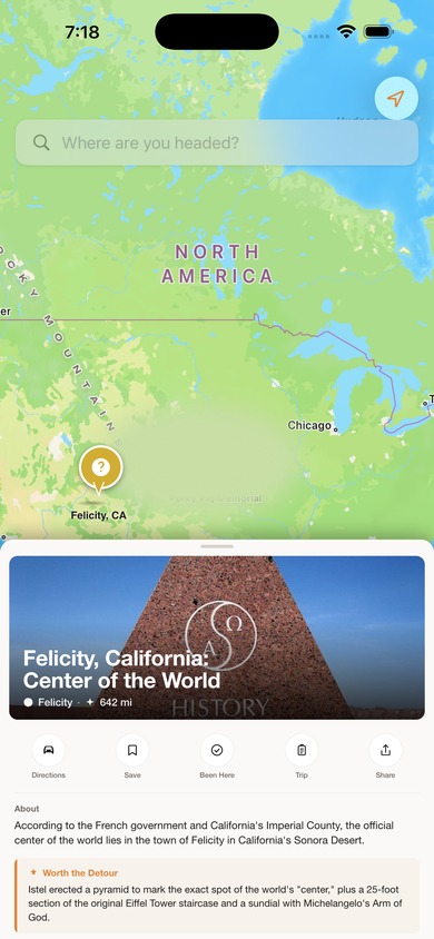 Detour Hidden Stops iOS app