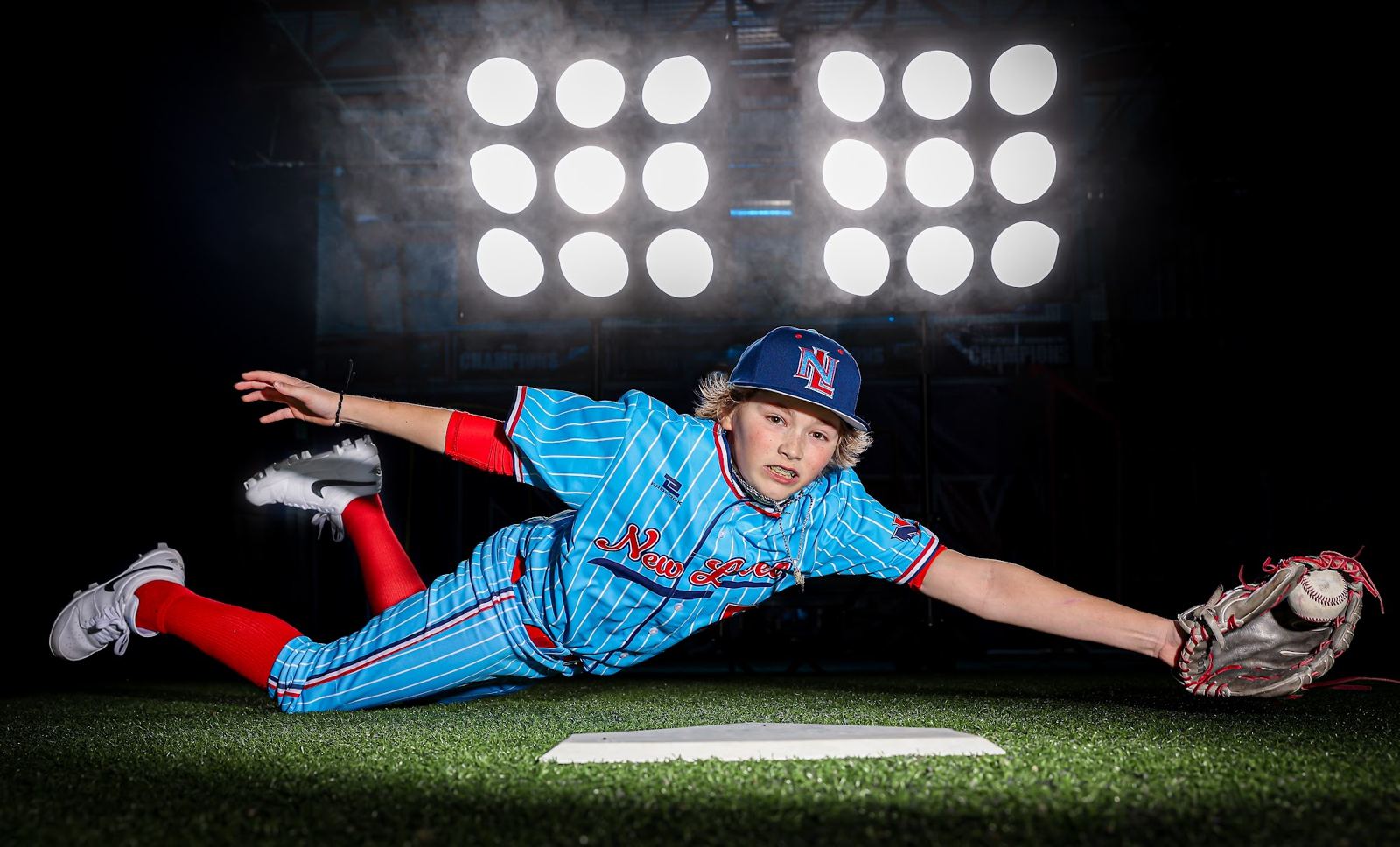 Creative baseball diving catch composite